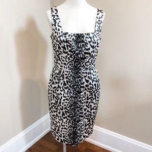 WHBM leopard satin cocktail dress sleeveless 6